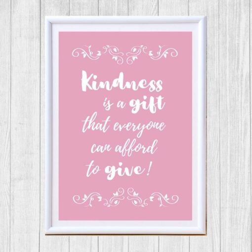 Kindness is a gift quote pink