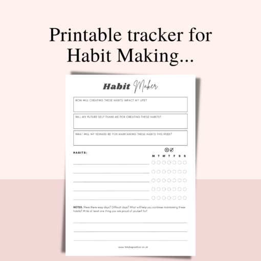 Printable new habit tracking sheet
